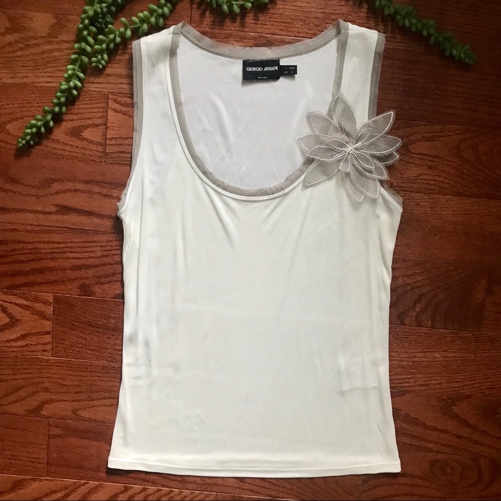 Giorgio Armani sheer tank with flower detail